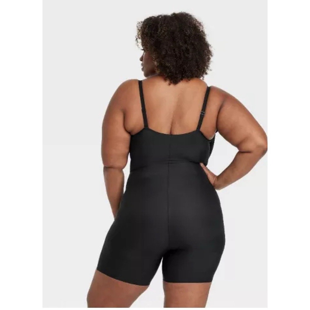 Auden Womens Sculpting Mid-Thigh Shorts Bodysuit Soft Black Xxl Firm Shapewear